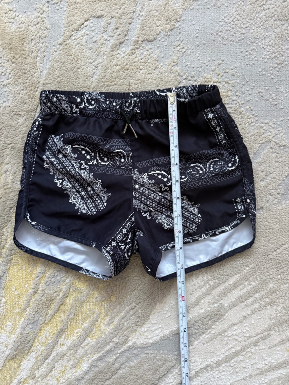 mark. Black and White Paisley Athletic Shorts